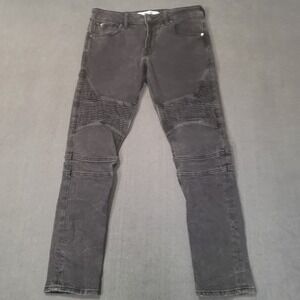 Guess Skinny Jeans Mens 31x30 Black Moto Biker Ribbed